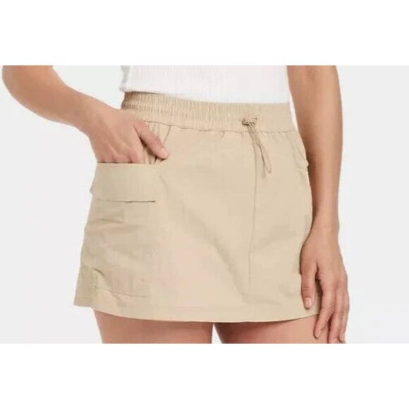 Grayson Threads Pants - Women's Utility Cargo Mini Skort Skirt Shorts - Grayson Threads Beige Size Small